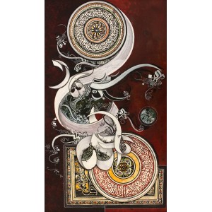 Bin Qalander, 18 x 30 Inch, Oil on Canvas, Calligraphy Painting, AC-BIQ-054